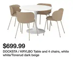 Ikea DOCKSTA / KRYLBO Table and 4 chairs, white white/Tonerud dark beige offer