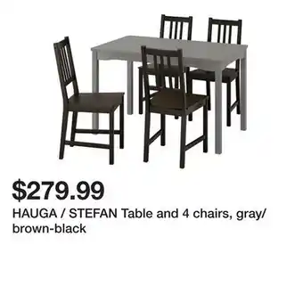 Ikea HAUGA / STEFAN Table and 4 chairs, gray/brown-black offer