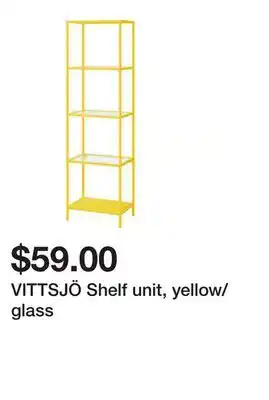 Ikea VITTSJÖ Shelf unit, yellow/glass offer
