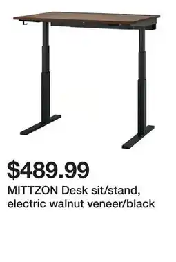 Ikea MITTZON Desk sit/stand, electric walnut veneer/black offer