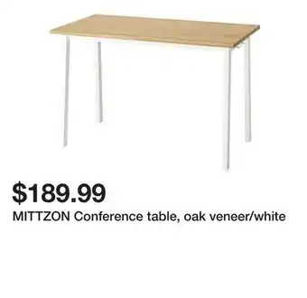 Ikea MITTZON Conference table, oak veneer/white offer