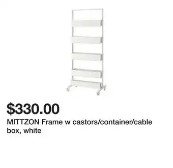 Ikea MITTZON Frame w castors/container/cable box, white offer