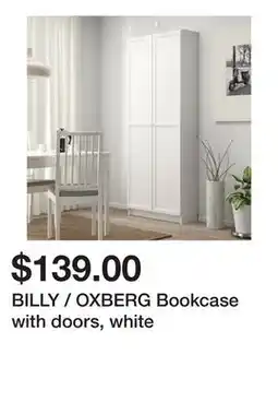 Ikea BILLY / OXBERG Bookcase with doors, white offer