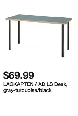 Ikea LAGKAPTEN / ADILS Desk, gray-turquoise/black offer