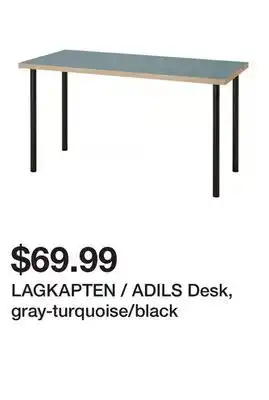 Ikea LAGKAPTEN / ADILS Desk, gray-turquoise/black offer