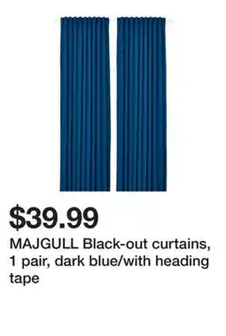 Ikea MAJGULL Black-out curtains, 1 pair, dark blue/with heading tape offer