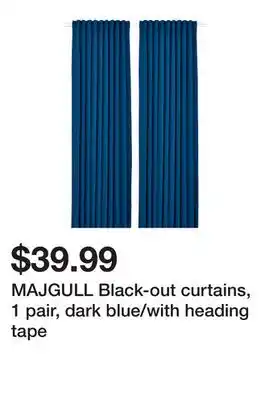 Ikea MAJGULL Black-out curtains, 1 pair, dark blue/with heading tape offer