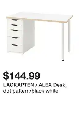 Ikea LAGKAPTEN / ALEX Desk, dot pattern/black white offer