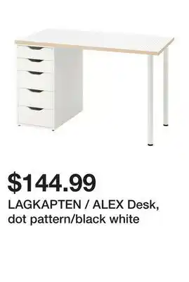 Ikea LAGKAPTEN / ALEX Desk, dot pattern/black white offer