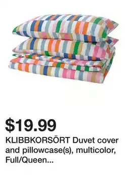 Ikea KLIBBKORSÖRT Duvet cover and pillowcase(s), multicolor, Full/Queen (Double/Queen) offer