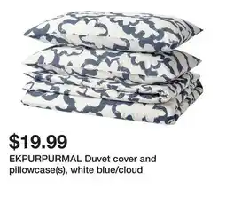 Ikea EKPURPURMAL Duvet cover and pillowcase(s), white blue/cloud offer