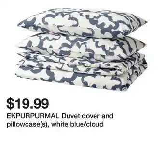 Ikea EKPURPURMAL Duvet cover and pillowcase(s), white blue/cloud offer