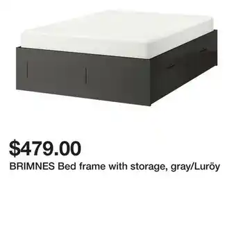 Ikea BRIMNES Bed frame with storage, gray/Luröy offer