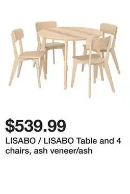 Ikea LISABO / LISABO Table and 4 chairs, ash veneer/ash offer
