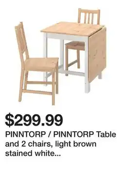 Ikea PINNTORP / PINNTORP Table and 2 chairs, light brown stained white stained/light brown stained offer