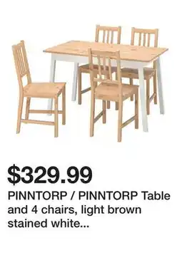 Ikea PINNTORP / PINNTORP Table and 4 chairs, light brown stained white stained/light brown stained offer