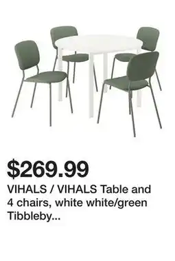 Ikea VIHALS / VIHALS Table and 4 chairs, white white/green Tibbleby gray-green offer
