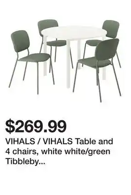 Ikea VIHALS / VIHALS Table and 4 chairs, white white/green Tibbleby gray-green offer