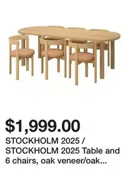 Ikea STOCKHOLM 2025 / STOCKHOLM 2025 Table and 6 chairs, oak veneer/oak leather offer