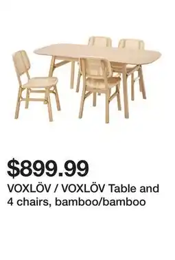 Ikea VOXLÖV / VOXLÖV Table and 4 chairs, bamboo/bamboo offer