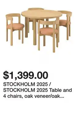 Ikea STOCKHOLM 2025 / STOCKHOLM 2025 Table and 4 chairs, oak veneer/oak leather offer