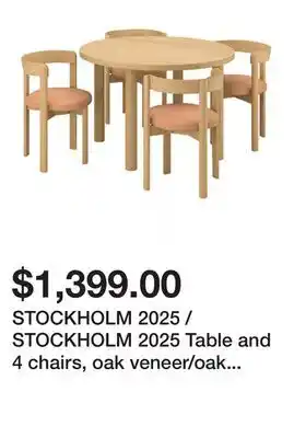 Ikea STOCKHOLM 2025 / STOCKHOLM 2025 Table and 4 chairs, oak veneer/oak leather offer