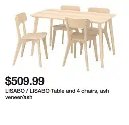 Ikea LISABO / LISABO Table and 4 chairs, ash veneer/ash offer