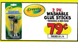 Ollie's Crayola 2 PK. WASHABLE GLUE STICKS offer