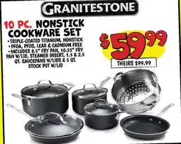 Ollie's GRANITESTONE 10 PC. NONSTICK COOKWARE SET offer
