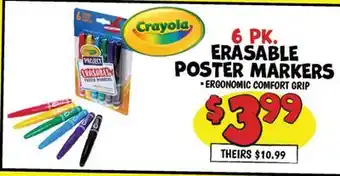 Ollie's Crayola 6 РК. ERASABLE PROJECT POSTER MARKERS offer