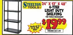 Ollie's STEELTON 24 X 12 X 48 TOOLS 4-TIER LIGHT DUTY SHELVING offer