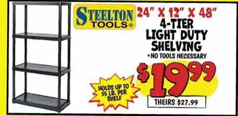 Ollie's STEELTON 24 X 12 X 48 TOOLS 4-TIER LIGHT DUTY SHELVING offer