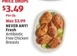 Aldi NEVER ANY! Fresh Antibiotic Free Chicken Breasts offer