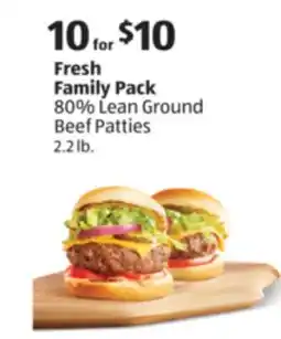 Aldi Fresh Family Pack 80% Lean Ground Beef Patties offer