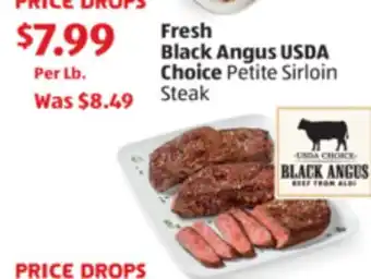 Aldi Fresh Black Angus USDA Choice Petite Sirloin Steak offer
