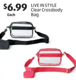 Aldi LIVE IN STYLE Clear Crossbody Bag offer