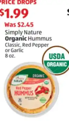 Aldi Simply Nature Organic Hummus offer