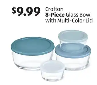 Aldi Crofton 8-Piece Glass Bowl with Multi-Color Lid offer