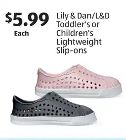 Aldi Lily & Dan/L & D Toddler's or Children's Lightweight Slip-ons offer