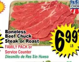Superior Grocers Boneless Beef Chuck Steak or Roast offer