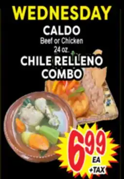 Superior Grocers CALDO Beef or Chicken 24 oz. CHILE RELLENO COMBO offer