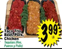 Superior Grocers Taco Trio Beef, Pork, Chicken offer