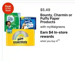 Walgreens Bounty, Charmin or Puffs Paper Products offer