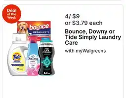 Walgreens Bounce, Downy or Tide Simply Laundry Care offer