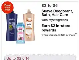Walgreens Suave Deodorant, Bath, Hair Care offer