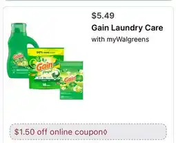 Walgreens Gain Laundry Care offer