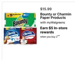 Walgreens Bounty or Charmin Paper Products offer