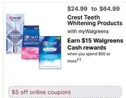 Walgreens Crest Teeth Whitening Products offer