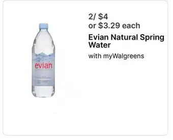 Walgreens Evian Natural Spring Water offer