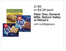 Walgreens Fiber One, General Mills, Nature Valley or Reese's offer